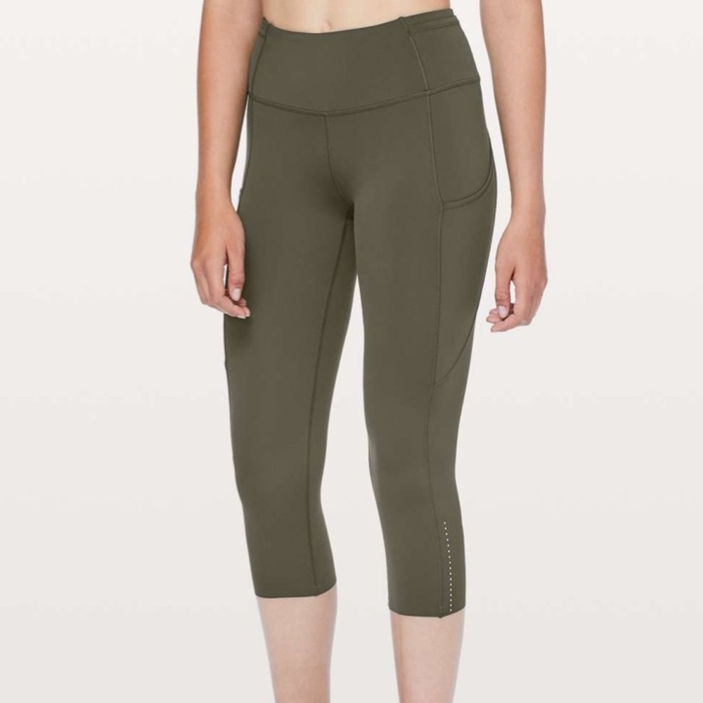 LULULEMON green fast and free crop ii